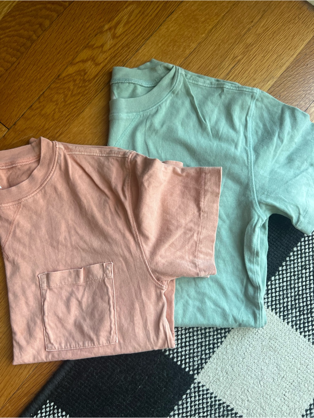 Kids Short Sleeve Pocket Tee in Peach and Mint - Casual Everyday
